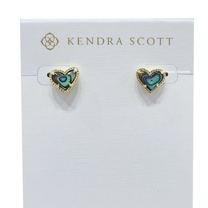 Kendra Scott Ari Heart Abalone Stud Gold tone Earrings